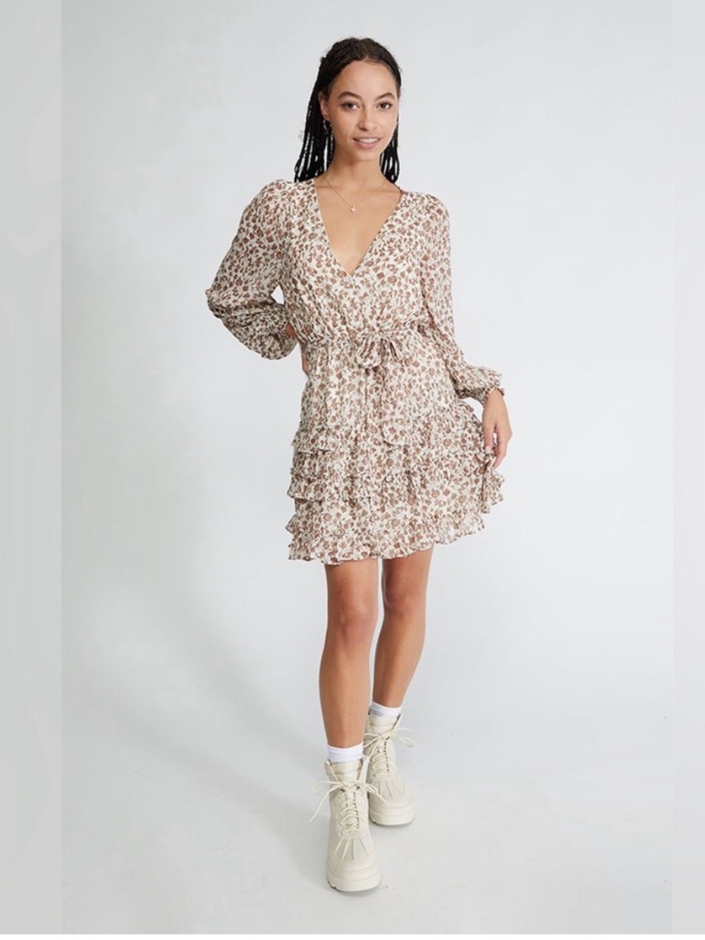 Floral Print Ruffle Dress